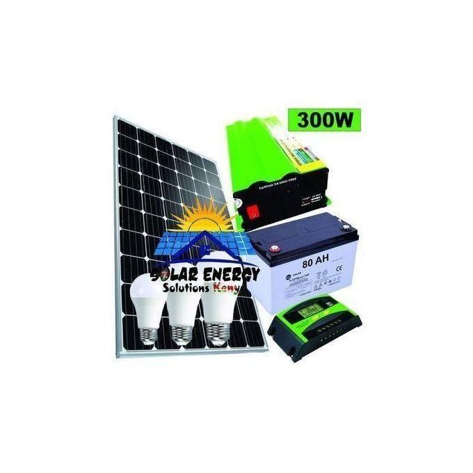 Solarmax 100 Watts Solar Panel Full Kit 100 Watts Solar Panel + 80AH Solar Battery + 300 Watts Solar Power Inverter + 10AH Solar Charge Controller + 3 DC Bulbs