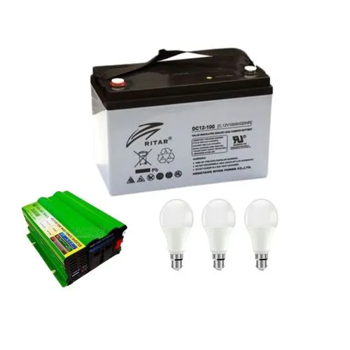 200AH SOLAR BATTERY NON MAINTENANCE SOLAR BATTERY + 2000WATTS SOLAR INVERTER + 3 DC BULBS