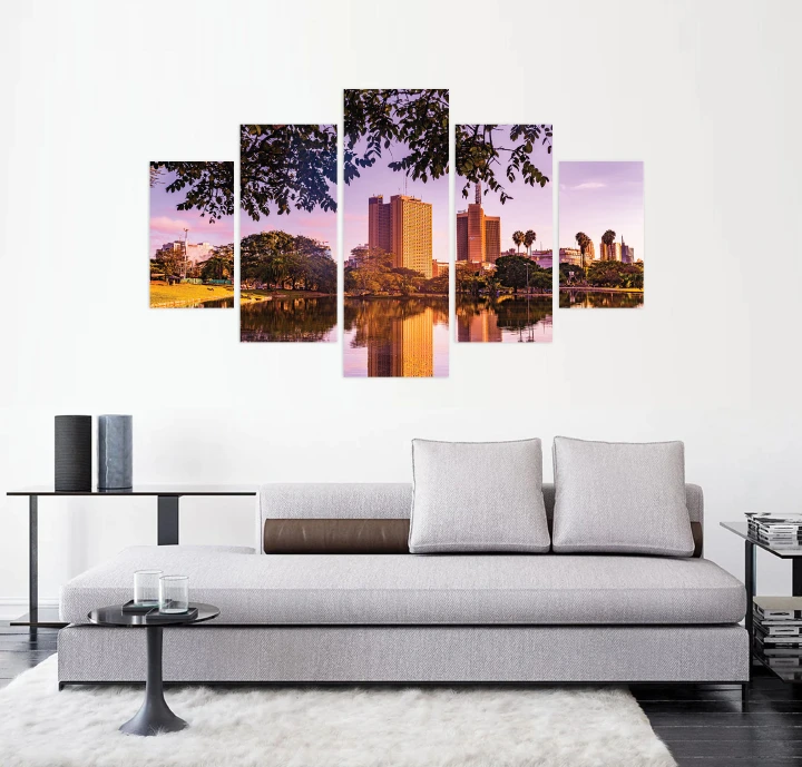 Nairobi CBD Background Uhuru Park Set of 5 Modern Design Home Decor Canvas Print Wall Art Picture Wall Hanging  Large Framed 5 Panel Canvas Wall Art, Mounted on 5mm Board Panels Canvas Wall Art Decor