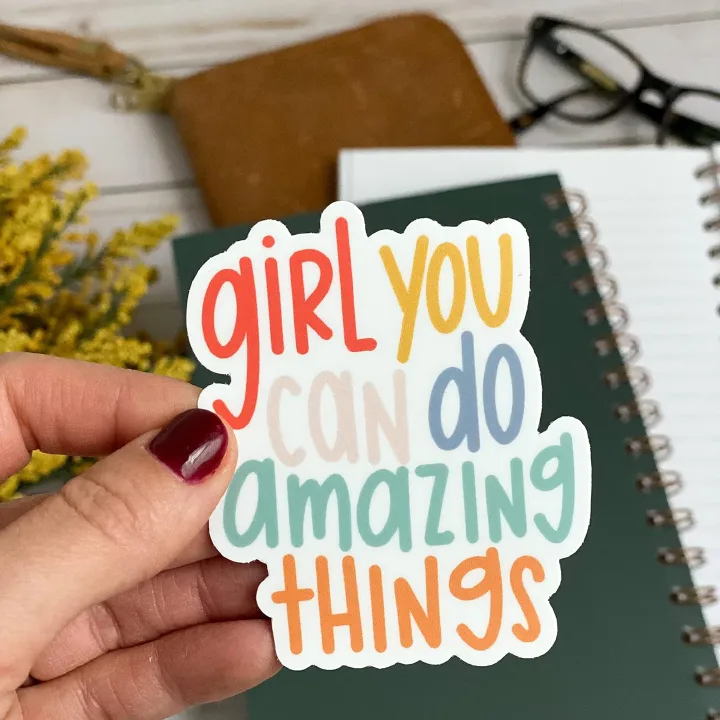 Inspirational quote girl you can do amazing things | Inaspirational & motivational stickers for Her | Waterproof vinyl decals for laptops, hydro flasks, water bottles Phone Cover Sticker Accessory
