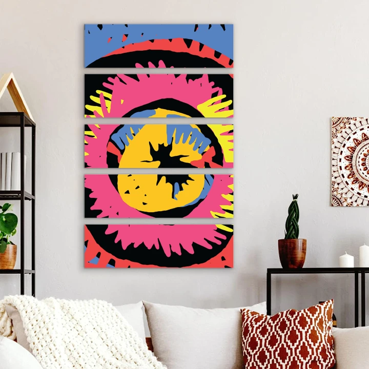 5 Piece Abstract Canvas Wall Art Painting Framed Canvas Prints for Living Room, Ready to Hang Abstract Canvas Painting, Mounted on Board, Colourful Abstract Portrait Hanging Wall Painting Decoration