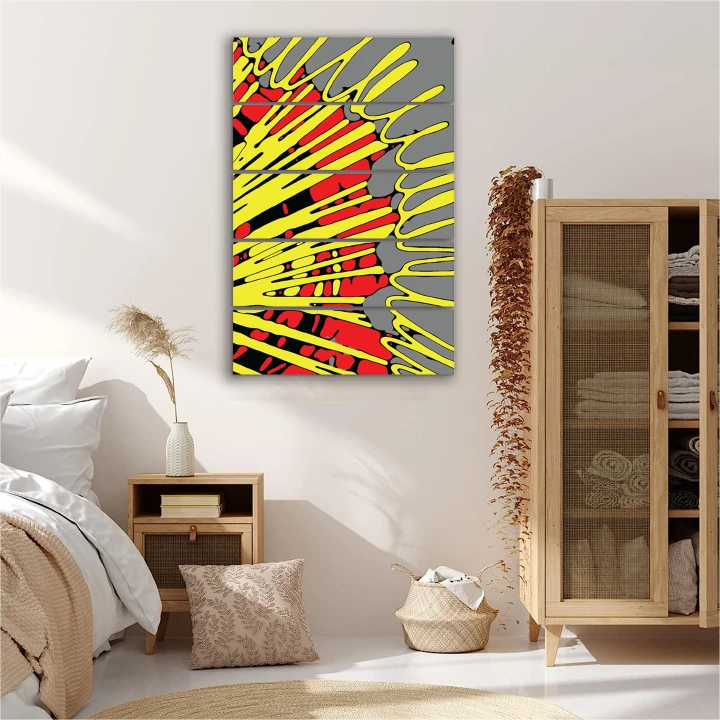 5 Piece Colourful Canvas Wall Art Painting, Framed Canvas Prints for Living Room, Ready to Hang, Abstract Canvas Painting, Mounted on Board, Large 5 Panel Portrait Wall Art Painting Hanging Decoration