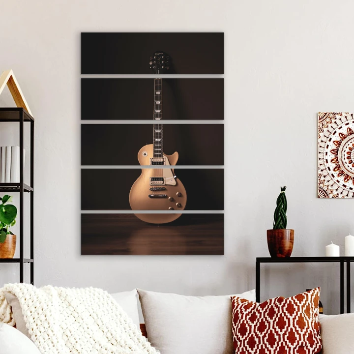 5 Piece Music Instrument Guitar Photography Art Canvas Mounted on Board Guitar Cnvas Print Painting Living Room Decorating Painting Home Decor HD Printed Artwork Poster Framed Ready to Hang Wall Art