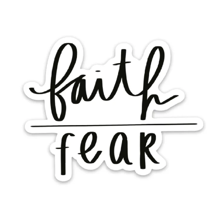 Christian stickers | Faith over fear sticker | Bible verse, religious, prayer, scripture stickers for your laptop, water bottles, Book Phone Stickers, Laptop Stickers Peel and Stick 3 inch long(7.5cm)