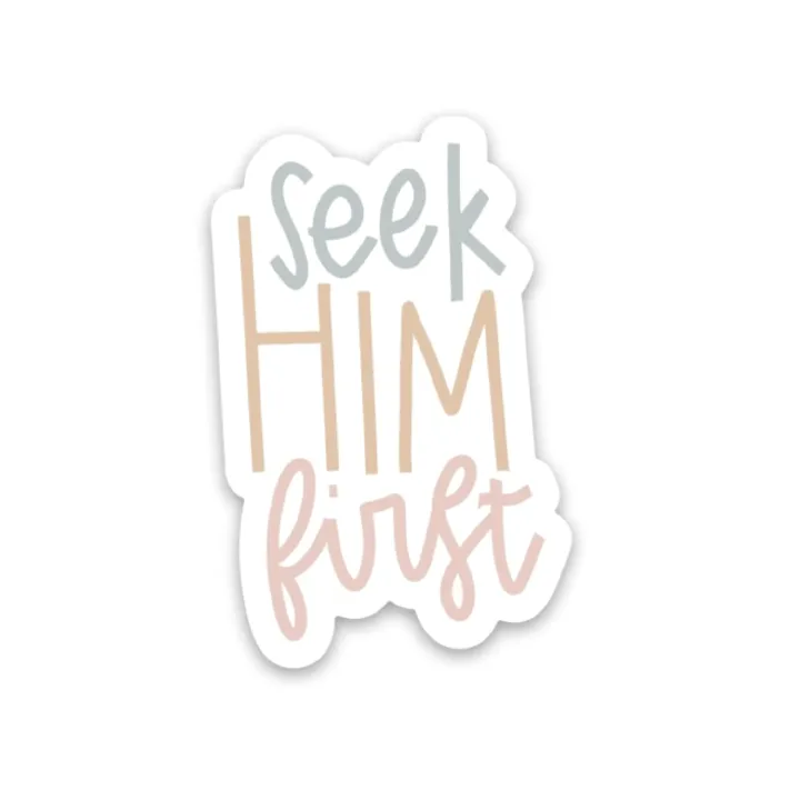Bible sticker | God stickers | Seek Him first | Christian sticker | Faith decals | Religious sticker Encouraging & inspiratiOnal stickers | sSticker Size 3 inch long (7.5cm) Peel & Stick Phone Decals