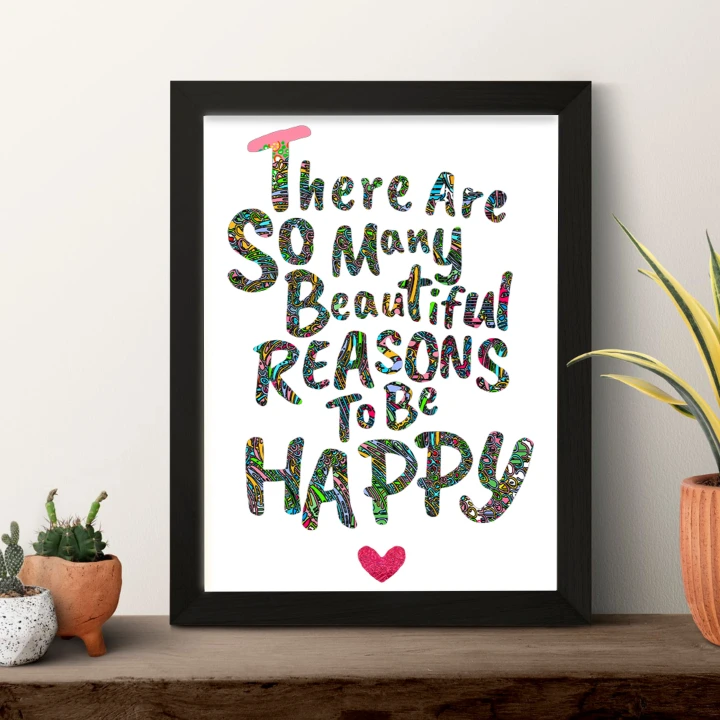 There are so many reasons to be Wall Poster Framed A3 Calligraphy Quote Wall Poster Framed A4 Postwer for Home Decoration  - Home and Office A4 Motivational Decor Poster Inspirational Office Decor Art