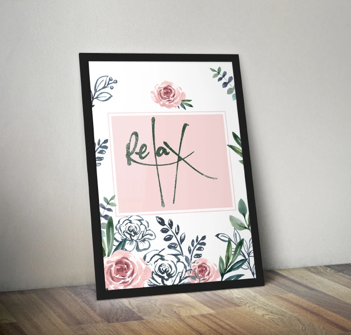 Framed Wood Wall Decor With Peaceful Green Leaves - Relax- Spa Bathroom Picture for Wall - Decor With Peaceful Green Leaves - Relax Renew Refresh - Spa Bathroom Picture for Bathroom Wall, Relax Art