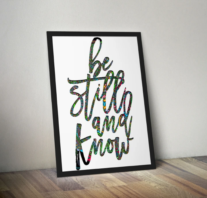 Bible Verse Canvas Wall Art Framed Be Still and Know That I am God Psalm 46:10 Be still and know I am God bible verse wall art framed, Poster Print Wall Painting Picture Home Decoration 12x17 inches