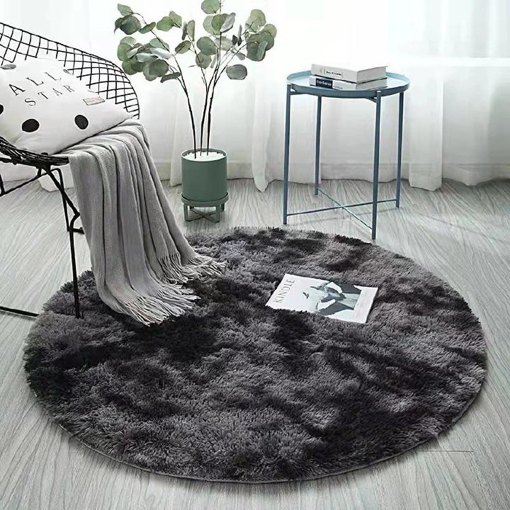 Tie-dyed gradient carpet super value round basket chair yoga mat living room floor mat children&#039;s bedroom round silk carpet long hair tie-dyed waterproof non-slip carpet cloakroom decorative carp