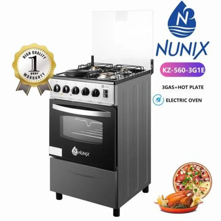 Nunix KZ-560-3G1E Free Standing 3 Gas Cooker+1 Hotplate With Electric Oven Cooker