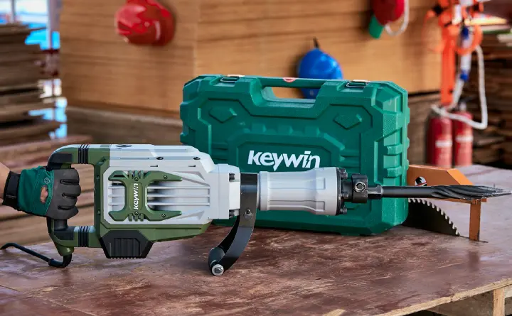 KEYWIN Heavy Duty Jack Hammer 1600W Power Demolition Breaker 46J Hex Toolholder 1900BPM Concrete Breaker Model KW-G4518N