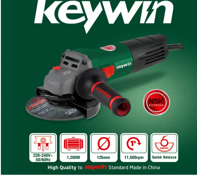 KEYWIN High Quality Professional Welding Angle Grinder 1200W-125MM Electrical Durable Angle Grinder Machine Model KW-S1008-A