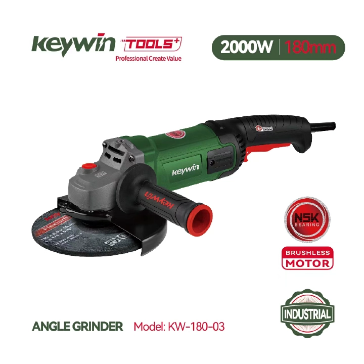 KEYWIN High Quality Professional Welding Angle Grinder 2000W-180MM Electrical Durable Angle Grinder Machine Model KW-180-03
