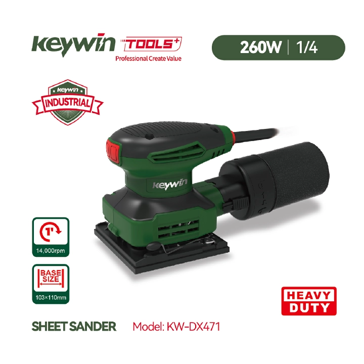 KEYWIN Professional 260W/1/4 Wood Random Orbital Sander Model KW-DX471 Speed rust electric orbital machine polishing wall power Tool wood floor belt drum sander