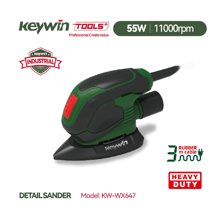 KEYWIN Professional 55W-11000rpm Model KW-WX647 Detail Sander speed rust electric orbital machine polishing wall power Tool wood floor belt drum sander