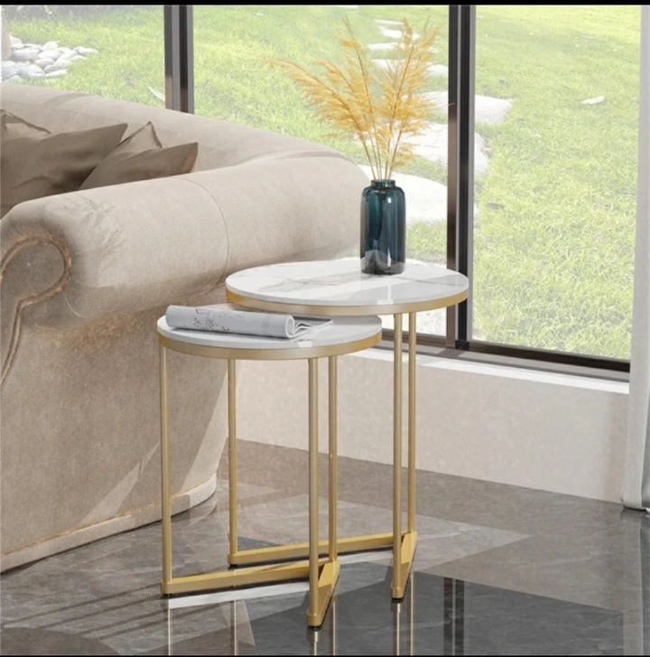 REAL MARBLE STONE NESTING SIDE STOOL/TABLE 2 in 1 Set