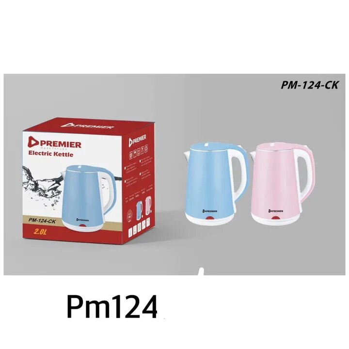 (OFFER)Premier electric kettle 2 litre PM-124-CK hiqh quality kettle with 6 months warranty cordless electric kettle blue  and pink electronics and appliances small appliances kitchen appliances