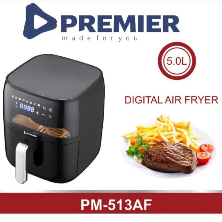 (TODAY ONLY)Quality Affordable Premier digital air fryer PM-513AF 5.0L healthy oil free air fryer electronics and appliances small appliances fryers air fryers with 1 year warranty black