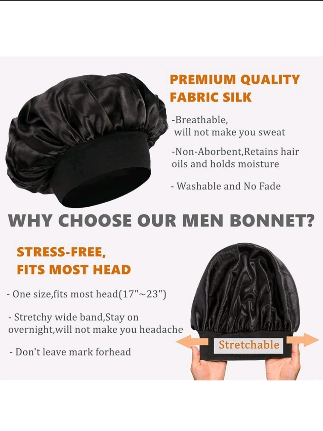 Best Price For Men's Wide Brim Satin Hair Bonnet