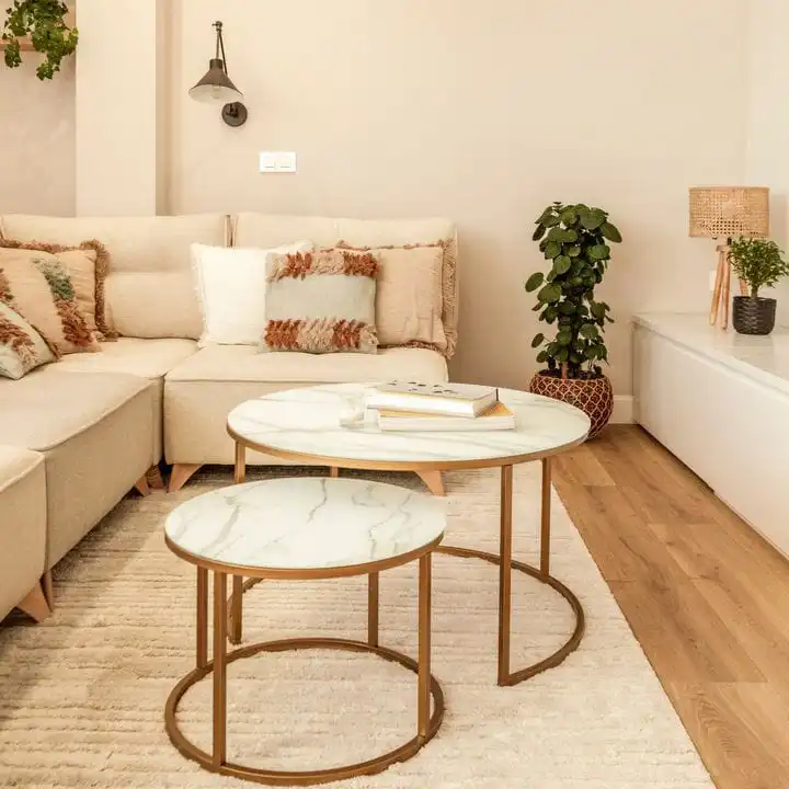 2-1 Pure Mable home nesting table with golden stand..