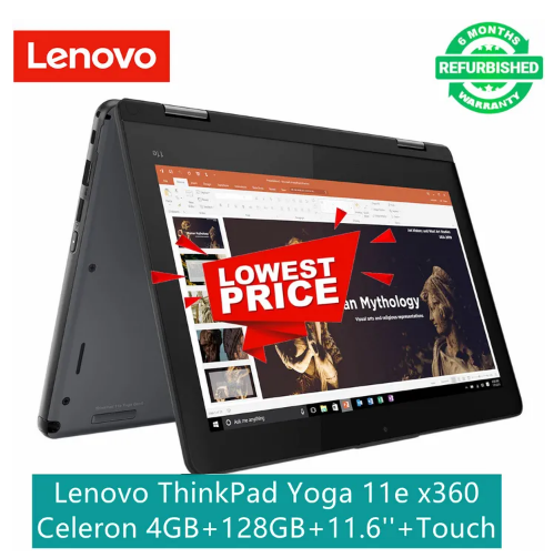 (ANNIVERSARY OFFER)  LENOVO YOGA 11E TOUCHSCREEN X360 4GB RAM 128GB SSD  2 IN 1 LAPTOP REFURBISHED  LAPTOP , BLACK , 12" INCH , INSTALLED WINDOWS 10 PRO AND FREE MOUSE