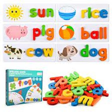 Spelling Games, Wooden Matching Letters Toy with Flash Cards Words ...