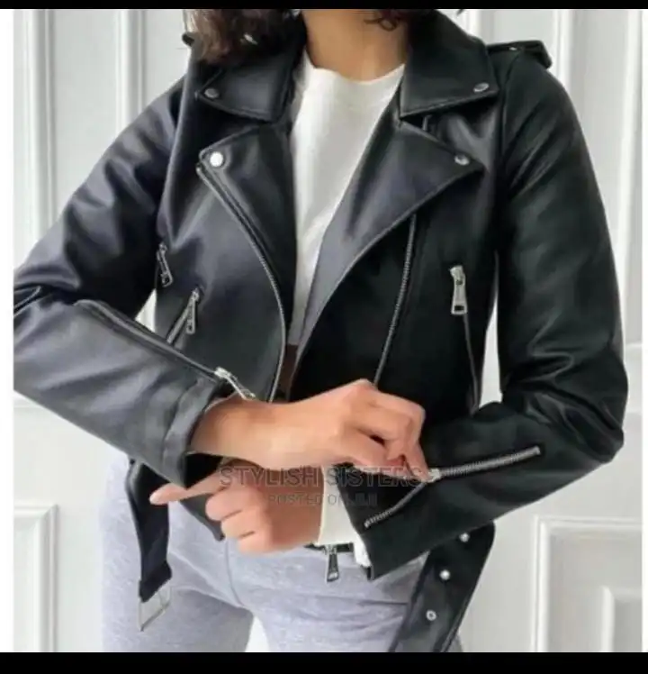 fashionable and elegant women black leather jacket to elevate your style (xl)