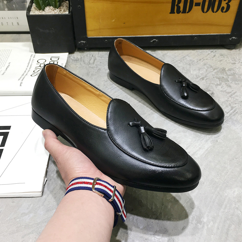 Classic Pointed Leather Business Shoes Men Soft Leisure Slip-on Formal Office Oxford Dress Wedding