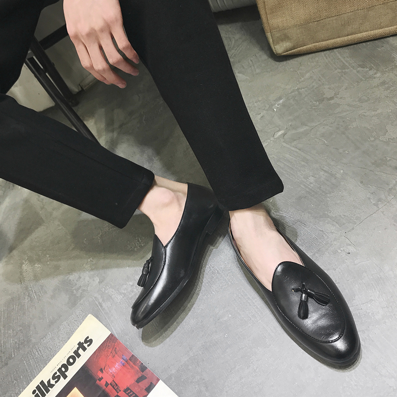 Classic Pointed Leather Business Shoes Men Soft Leisure Slip-on Formal Office Oxford Dress Wedding