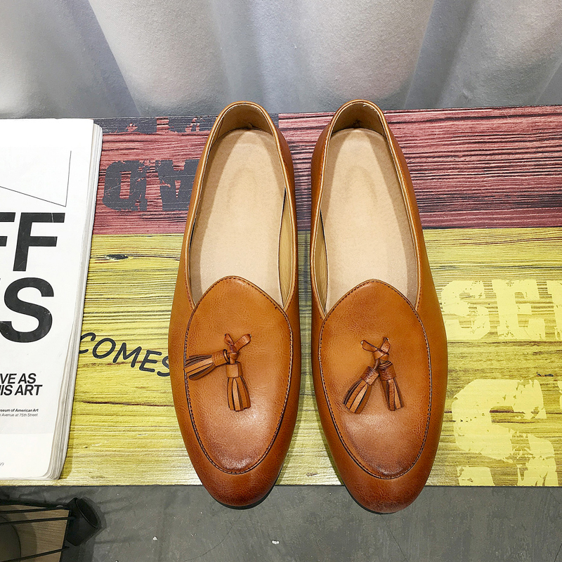 Classic Pointed Leather Business Shoes Men Soft Leisure Slip-on Formal Office Oxford Dress Wedding