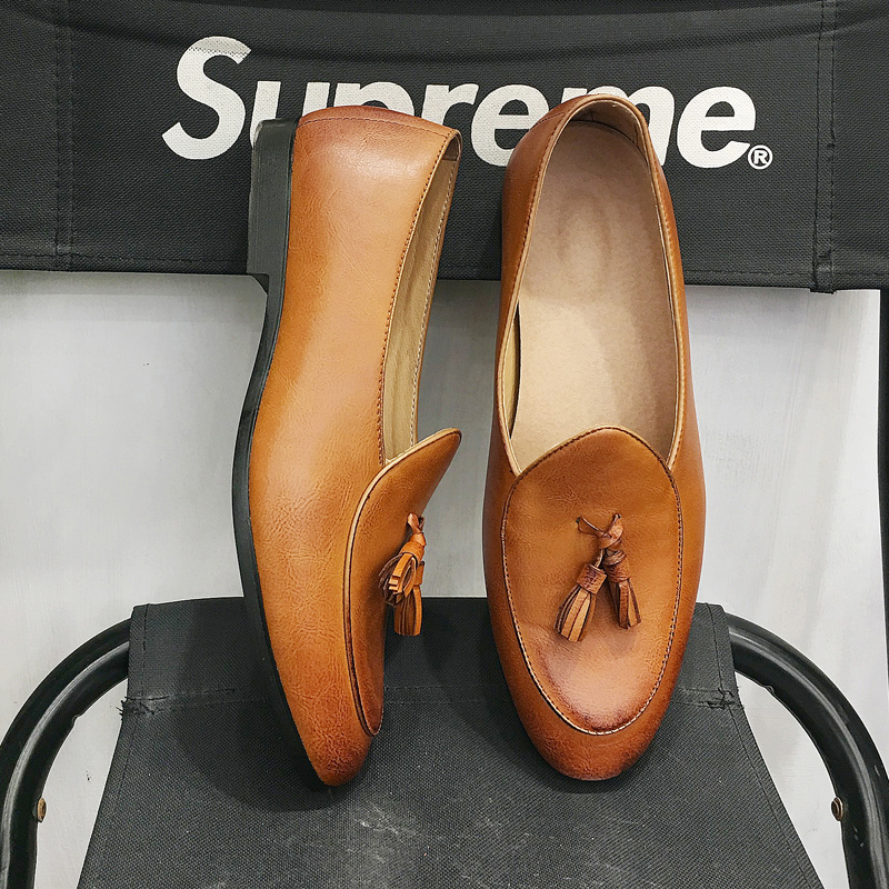 Classic Pointed Leather Business Shoes Men Soft Leisure Slip-on Formal Office Oxford Dress Wedding