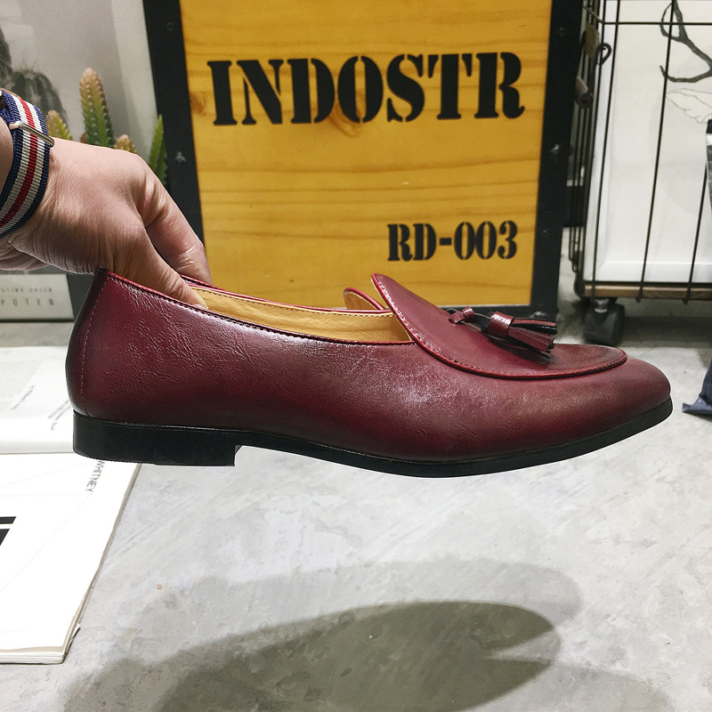 Classic Pointed Leather Business Shoes Men Soft Leisure Slip-on Formal Office Oxford Dress Wedding