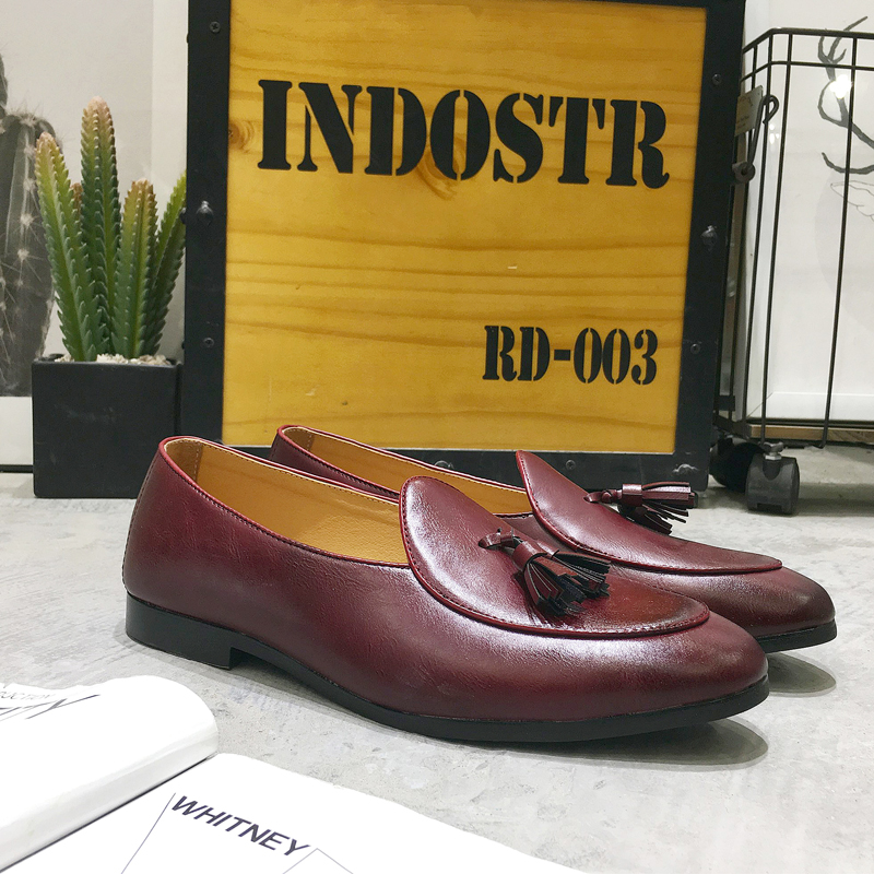 Classic Pointed Leather Business Shoes Men Soft Leisure Slip-on Formal Office Oxford Dress Wedding