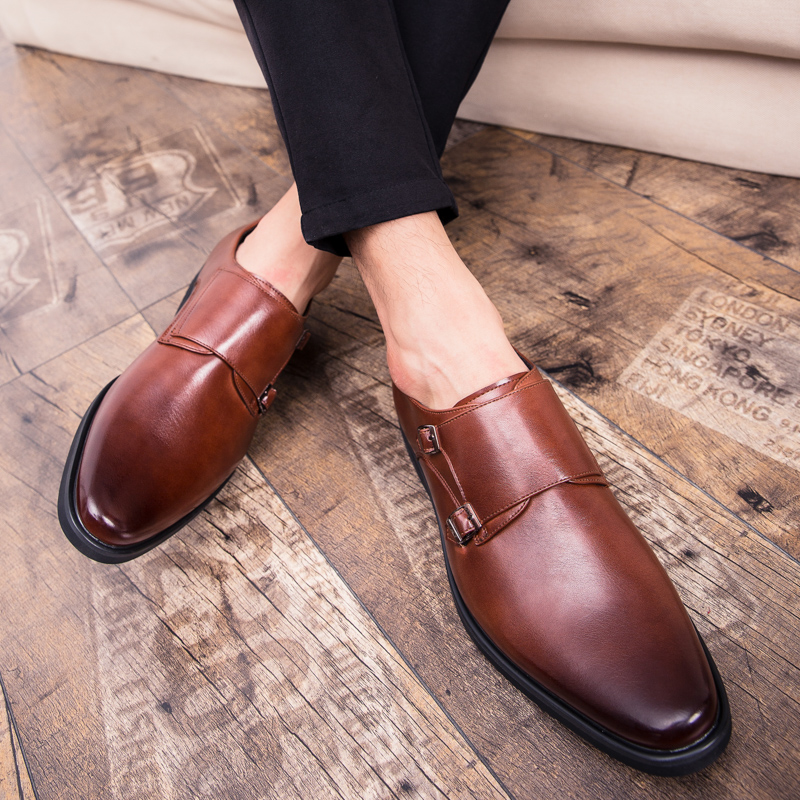 Pointed Leathe Formal Shoes Men Soft Leisure Business Shoes Slip-on Dress Office Oxford Moccasins