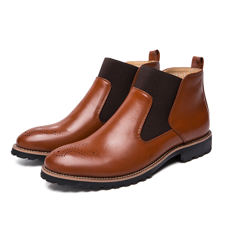 38-46 Men Fashion Boots Pointed Leather Formal Business Shoes Ankle Martin Chelsea Boots Moccasins