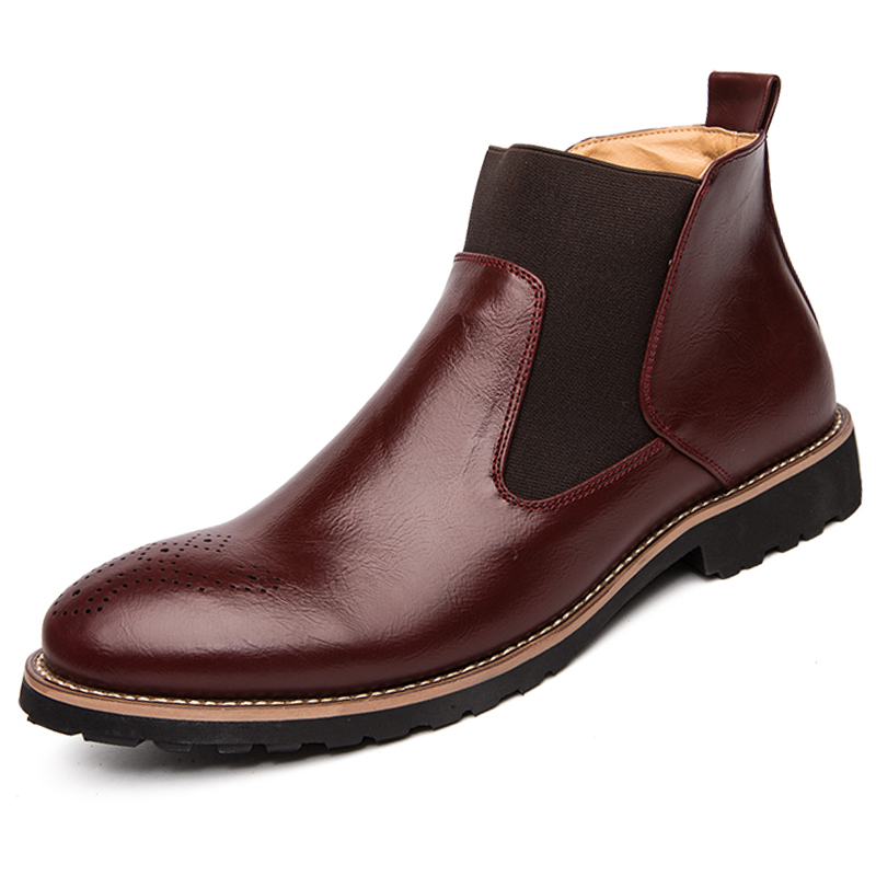 38-46 Men Fashion Boots Pointed Leather Formal Business Shoes Ankle Martin Chelsea Boots Moccasins
