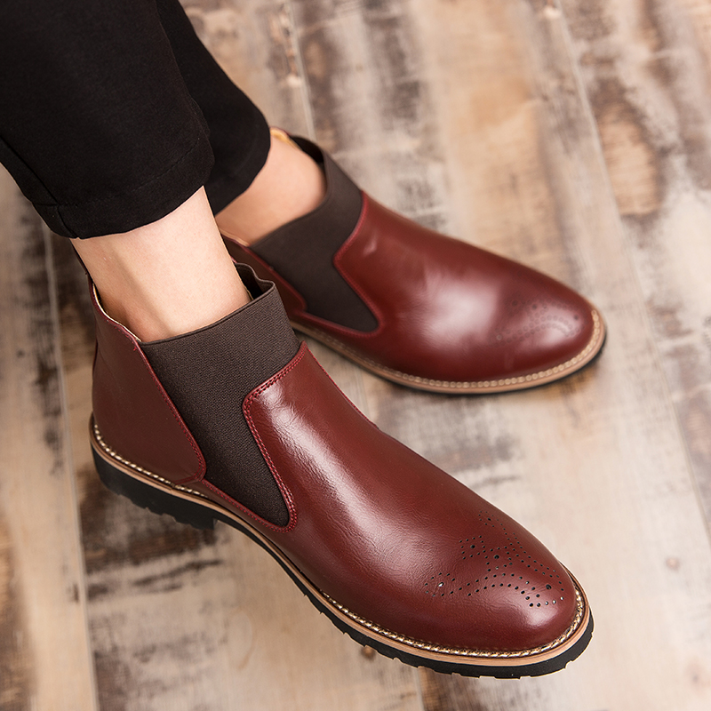 38-46 Men Fashion Boots Pointed Leather Formal Business Shoes Ankle Martin Chelsea Boots Moccasins