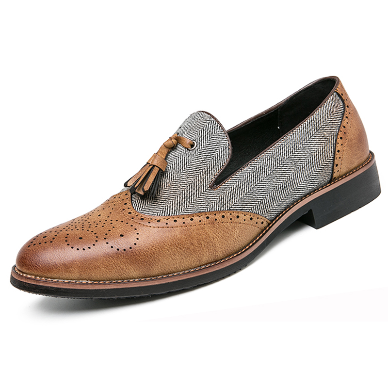 38-46 Pointed Leather Business Shoes Men Soft Leisure Footwear Formal Slip-on Tassel Casual Loafers