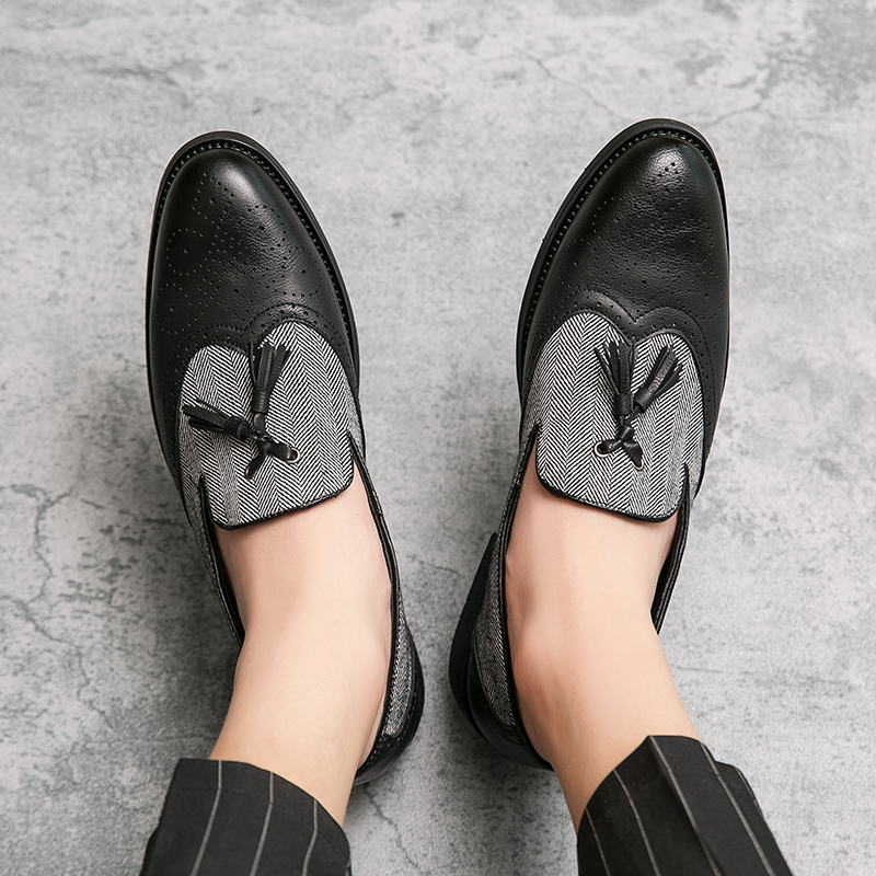 38-46 Pointed Leather Business Shoes Men Soft Leisure Footwear Formal Slip-on Tassel Casual Loafers