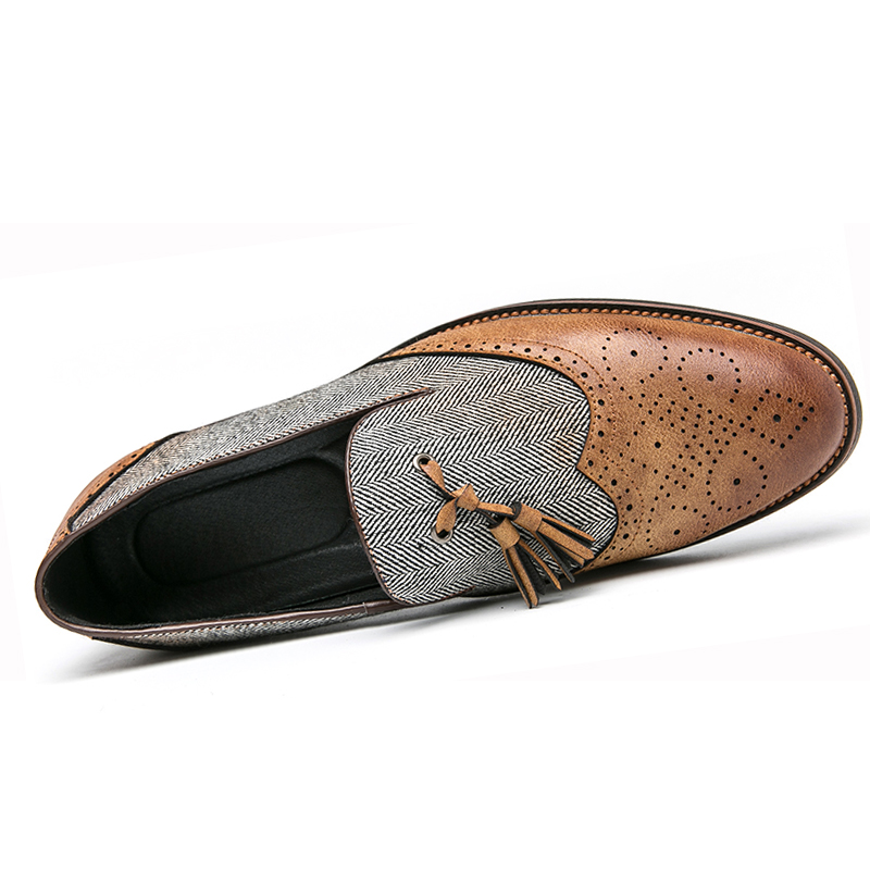 38-46 Pointed Leather Business Shoes Men Soft Leisure Footwear Formal Slip-on Tassel Casual Loafers