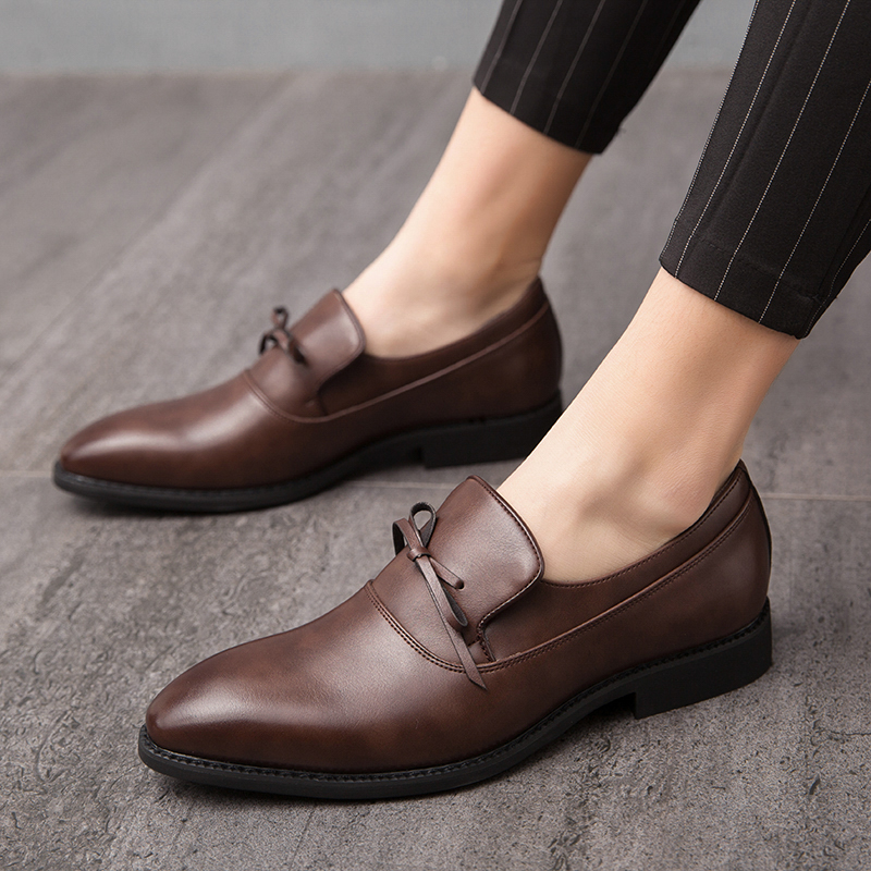 38-48 Men Business Shoes Formal Office Oxford Pointed Leather Dress Soft Leisure Footwear Slip-on