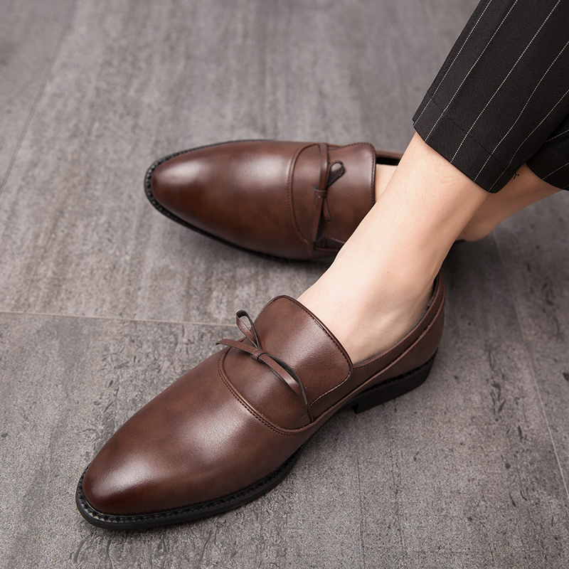 38-48 Men Business Shoes Formal Office Oxford Pointed Leather Dress Soft Leisure Footwear Slip-on