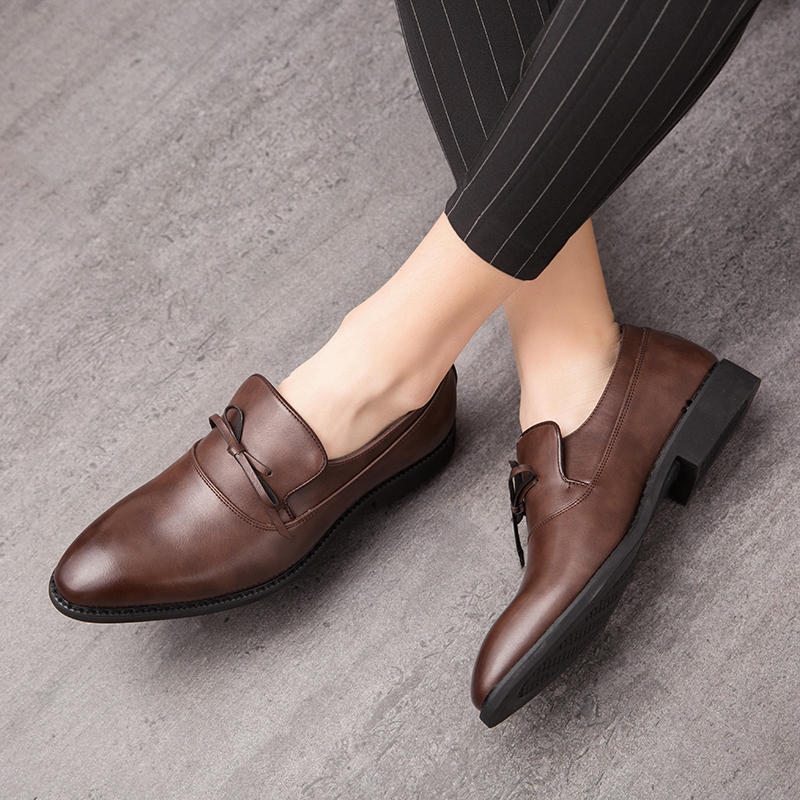 38-48 Men Business Shoes Formal Office Oxford Pointed Leather Dress Soft Leisure Footwear Slip-on