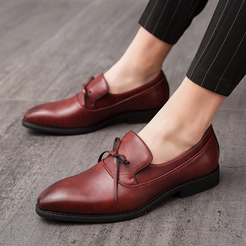 38-48 Men Business Shoes Formal Office Oxford Pointed Leather Dress Soft Leisure Footwear Slip-on