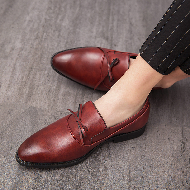 38-48 Men Business Shoes Formal Office Oxford Pointed Leather Dress Soft Leisure Footwear Slip-on