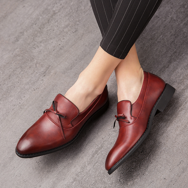 38-48 Men Business Shoes Formal Office Oxford Pointed Leather Dress Soft Leisure Footwear Slip-on
