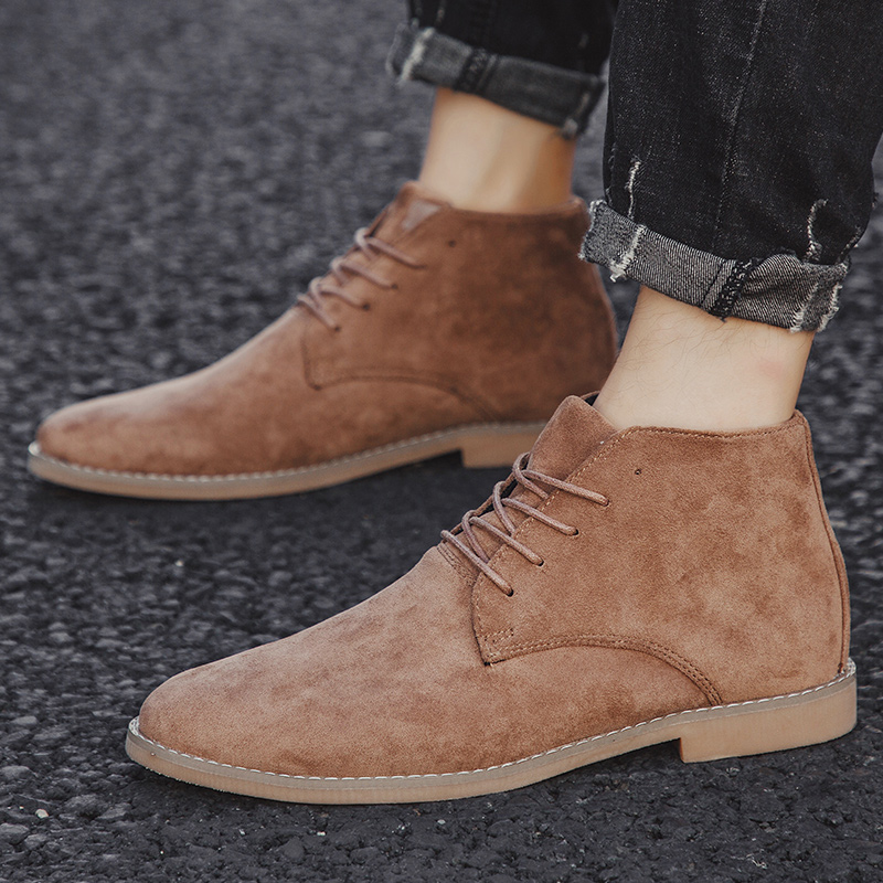 39-46 Men Leather Boots Fashion Business Dress Shoes Pointed Ankle Chelsea Boots Lace-up Moccasins