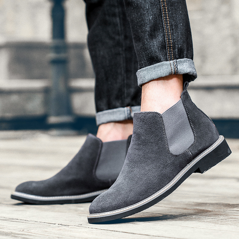 38-46 Men Boots Fashion Leather Business Shoes Dress Ankle Martin Chelsea Boots Moccasins Casual