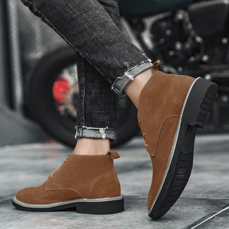 38-46 Fashion Men Leather Boots Pointed Formal Business Shoes Ankle Martin Chelsea Boots Lace-up