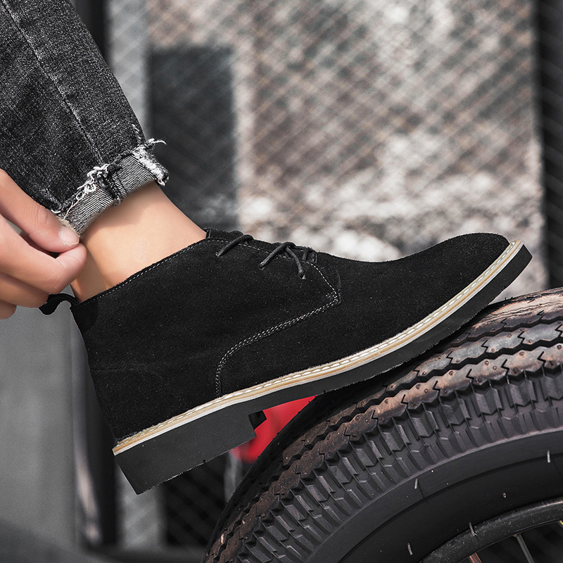 38-46 Fashion Men Leather Boots Pointed Formal Business Shoes Ankle Martin Chelsea Boots Lace-up